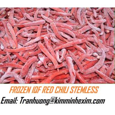 FROZEN RED CHILI/ FROZEN IQF RED PEPPER (STEM/STEMLESS)